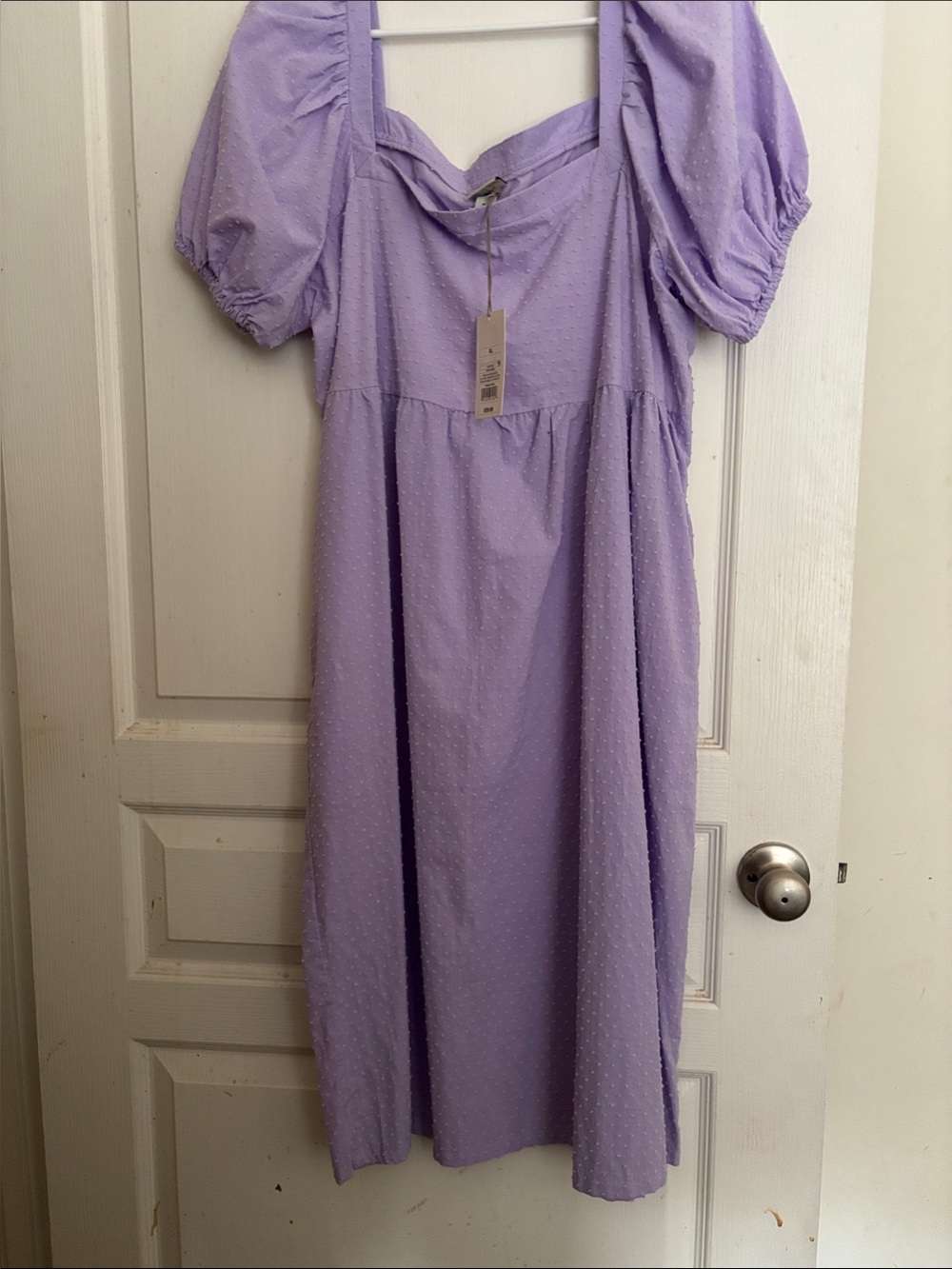 Lavender Puff Sleeve Midi Dress
